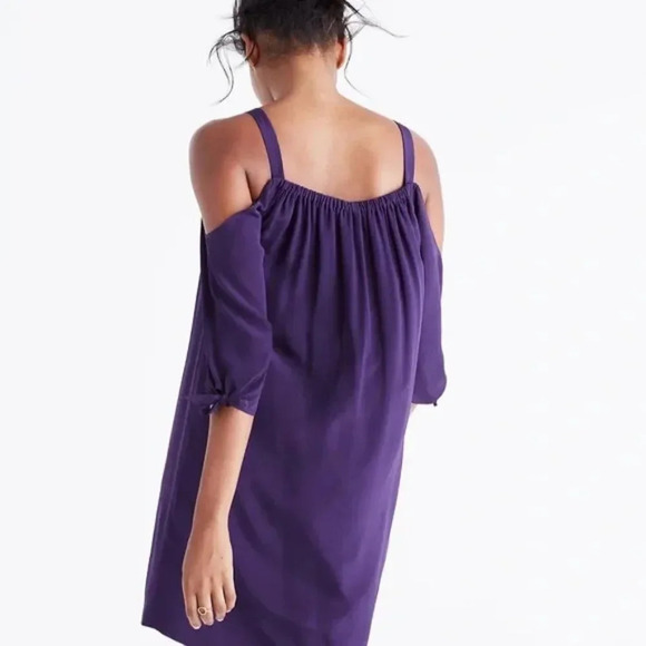 MADEWELL Purple Silk Cold Shoulder Dress Size 6 - Picture 2 of 8